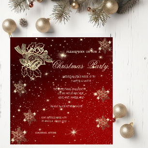 Christmas Bell,Snowflakes,Company Christmas Party Invitation