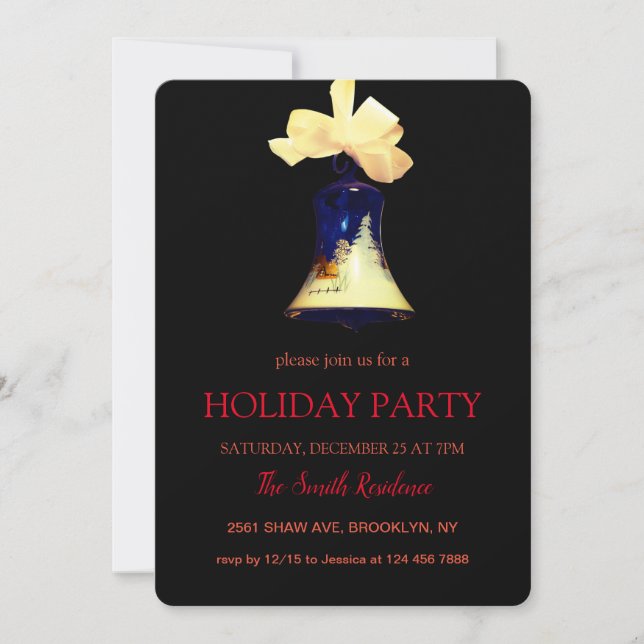 Christmas Bell Vintage Elegant Chic Invitation (Front)