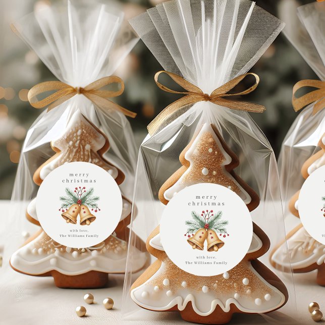 Christmas bell Watercolor Classic Round Sticker (Creator Uploaded)