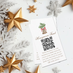 Christmas Bell Wedding Honeymoon Fund QR Code Enclosure Card