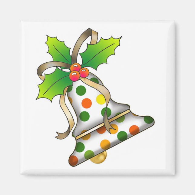 Christmas Bell with Holly-12 Magnet (Front)