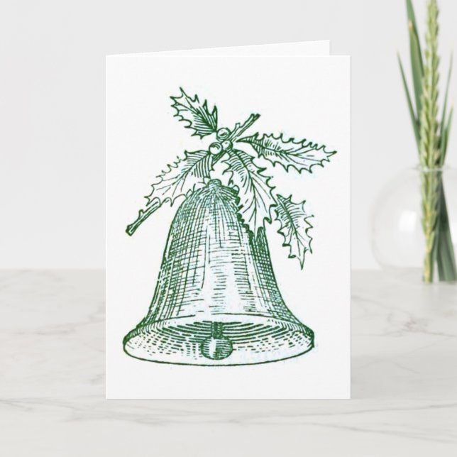 Christmas Bell with Holly Card (Front)