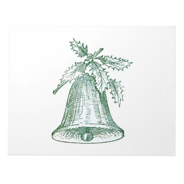 Christmas Bell with Holly Notepad (Front)