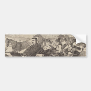 Christmas Belles (Beautiful Women, an Xmas Sleigh) Bumper Sticker