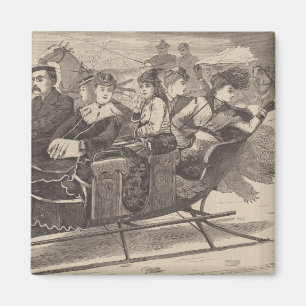Christmas Belles (Beautiful Women, an Xmas Sleigh) Magnet