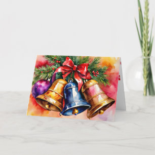 Christmas Bells, 3, watercolor artwork Card