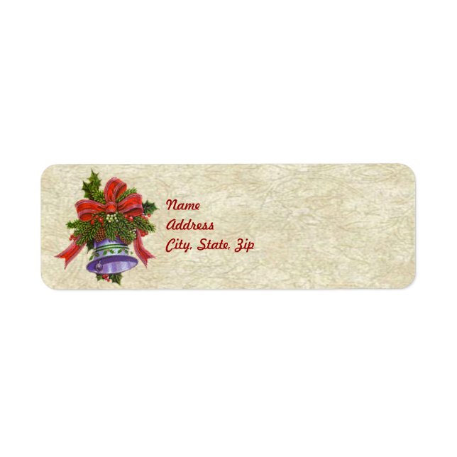 Christmas Bells Address Label Template Return Address Label (Front)