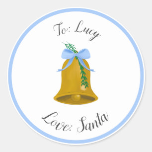 Christmas Bells and Bows Custom Gift Tag Sticker