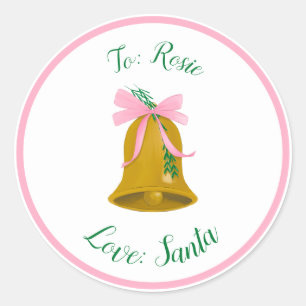 Christmas Bells and Bows Custom Gift Tag Sticker