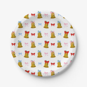 Christmas Bells and Christmas Bows Preppy Classic  Paper Plate
