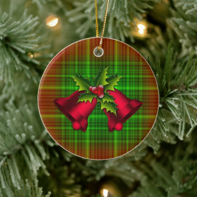 Christmas Bells and Holly Ceramic Tree Decoration (Tree)