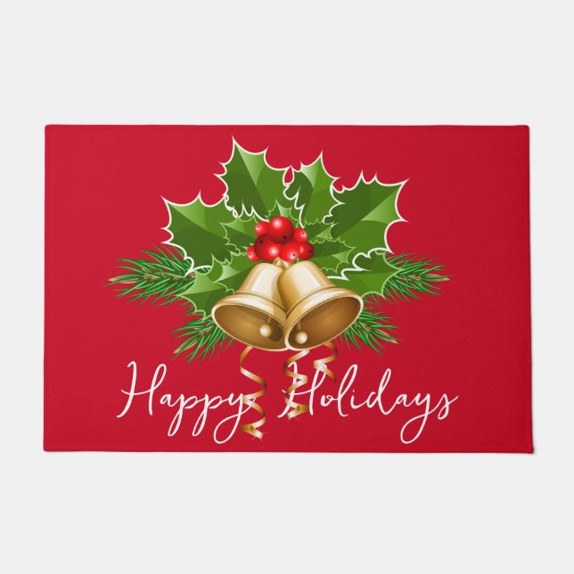 Christmas Bells and Holly Doormat (Front)