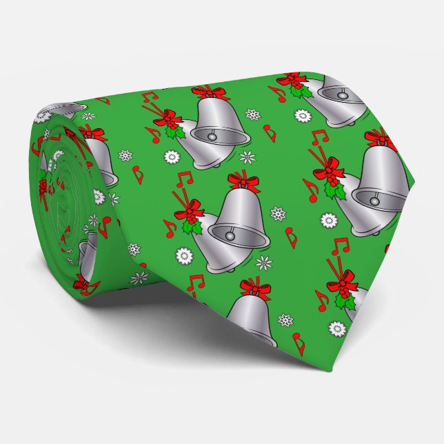 Christmas Bells and Musical Notes Customisable Tie (Rolled)
