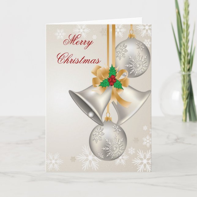 Christmas Bells And Ornaments Greeting Card (Front)