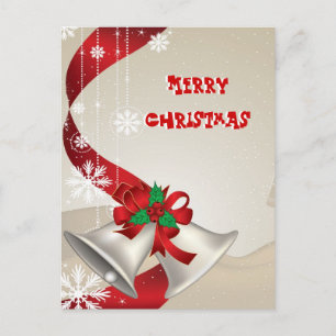 Christmas Bells And Ribbons Postcard