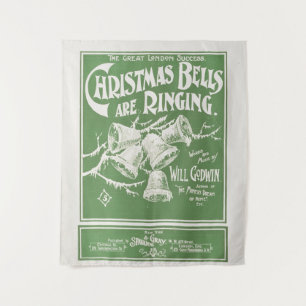 Christmas Bells Are Ringing Vintage Art Print 0179 Tapestry