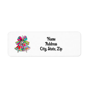 Christmas Bells Boho Cute Pink Holiday Address Return Address Label
