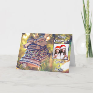 Christmas Bells custom photo & text greeting card