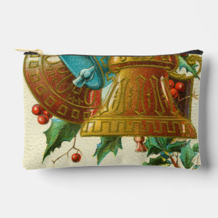 Christmas Bells, Festive Vintage Greeting Card Accessory Pouch
