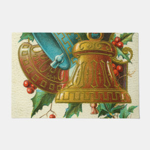 Christmas Bells, Festive Vintage Greeting Card Doormat
