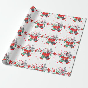 Christmas bells Floral Bouquet Pattern Wrapping Paper