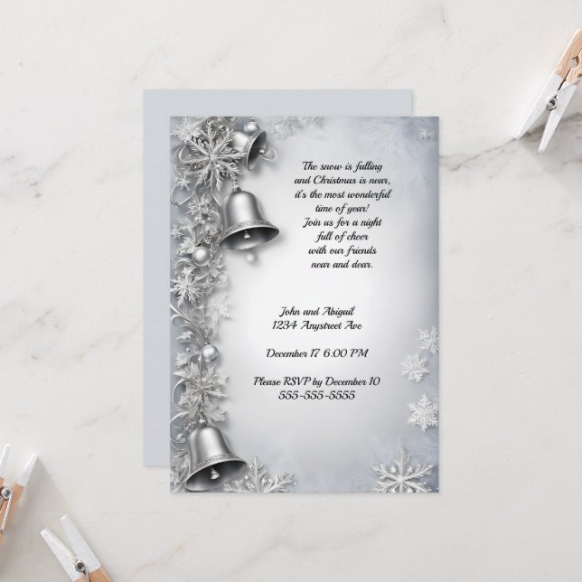 Christmas Bells Holiday Party Invitation (Front/Back In Situ)