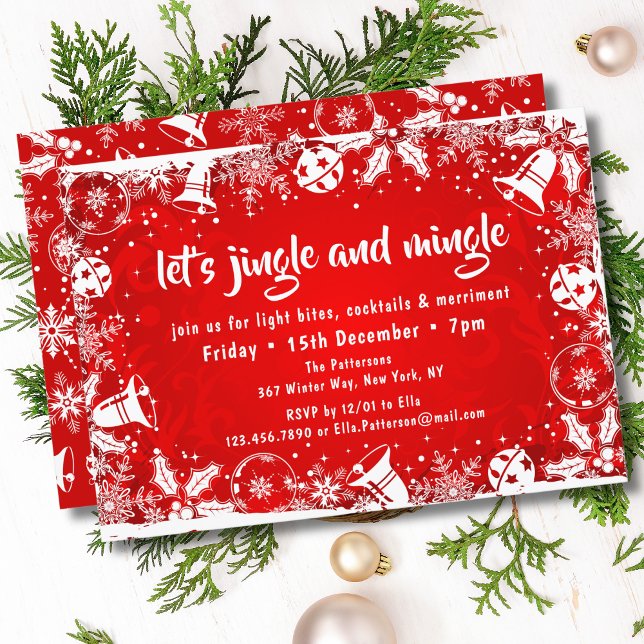 Christmas Bells Jingle and Mingle Christmas Party Invitation (Creator Uploaded)