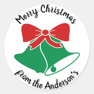 Christmas Bells Merry Christmas Holiday Classic Round Sticker