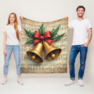 Christmas Bells on Sheet Music, Fleece Blanket