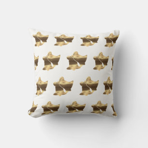 Christmas Bells Pattern White Gold Festive Elegant Cushion