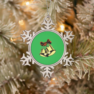 Christmas Bells Pewter Snowflake Ornament