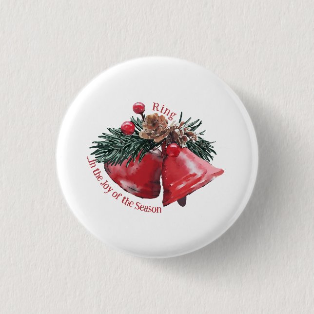 Christmas Bells Round Badge – Ring in the Joy  (Front)