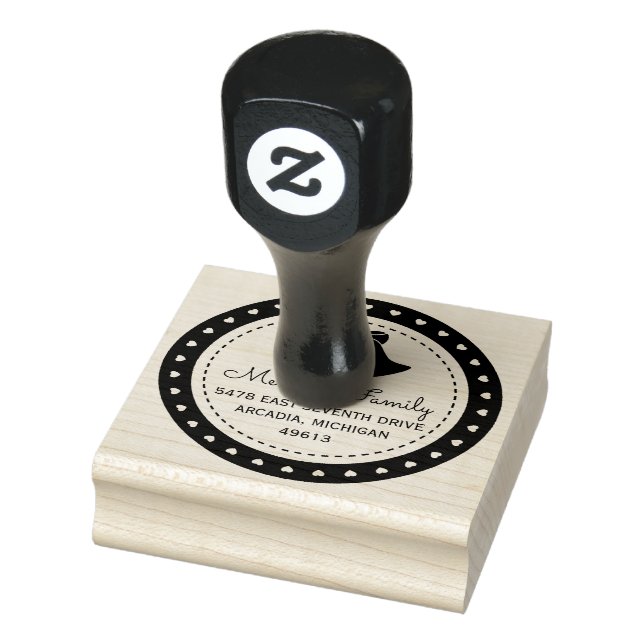 Christmas Bells Round Return Address Rubber Stamp (Stamp)