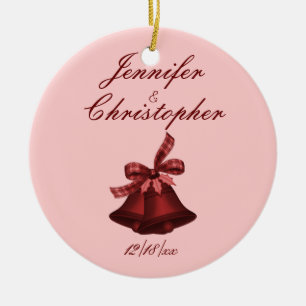 "Christmas Bells" - Shades of Cranberry Ceramic Ornament