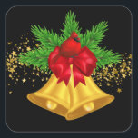 Christmas Bells Stickers<br><div class="desc">This small size sticker is shown with a festive Christmas holiday gold bells and cardinal bird print.
Customise this item or buy as is.</div>