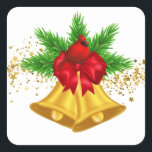 Christmas Bells Stickers<br><div class="desc">This small size sticker is shown with a festive Christmas holiday gold bells and cardinal bird print.
Customise this item or buy as is.</div>