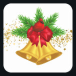 Christmas Bells Stickers<br><div class="desc">This large size sticker is shown with a festive Christmas holiday gold bells and cardinal bird print.
Customise this item or buy as is.</div>