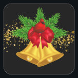 Christmas Bells Stickers<br><div class="desc">This large size sticker is shown with a festive Christmas holiday gold bells and cardinal bird print.
Customise this item or buy as is.</div>