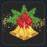 Christmas Bells Stickers<br><div class="desc">This large size sticker is shown with a festive Christmas holiday gold bells and cardinal bird print.
Customise this item or buy as is.</div>