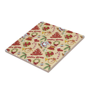 Christmas bells,tree and santa claus ceramic tile