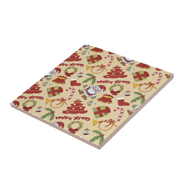 Christmas bells,tree and santa claus ceramic tile (Side)