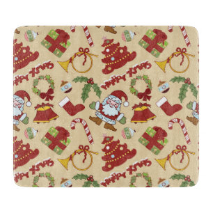 Christmas bells,tree and santa claus cutting board