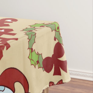 Christmas bells,tree and santa claus tablecloth