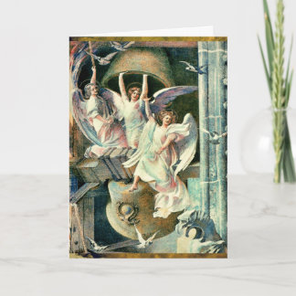 Christmas Bells with Angels Holiday Card