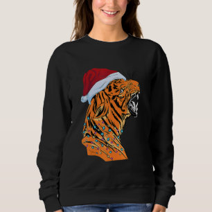 Christmas Bengal Tiger Face Santa Hat Bengal Tiger Sweatshirt