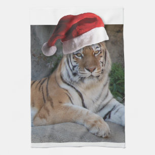 Christmas Bengal Tiger Tea Towel