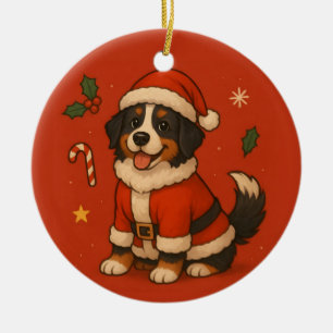 Christmas Berense Dog Xmas Santa Bernese Mountain Ceramic Ornament