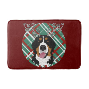 Christmas Bernese Mountain Dog Bath Mat