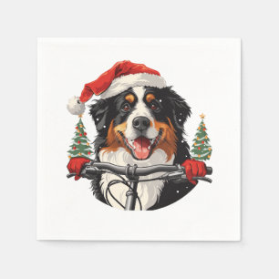 Christmas Bernese Mountain Dog Biking Napkin