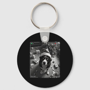 Christmas Bernese Mountain Dog Caught On Camera  Key Ring